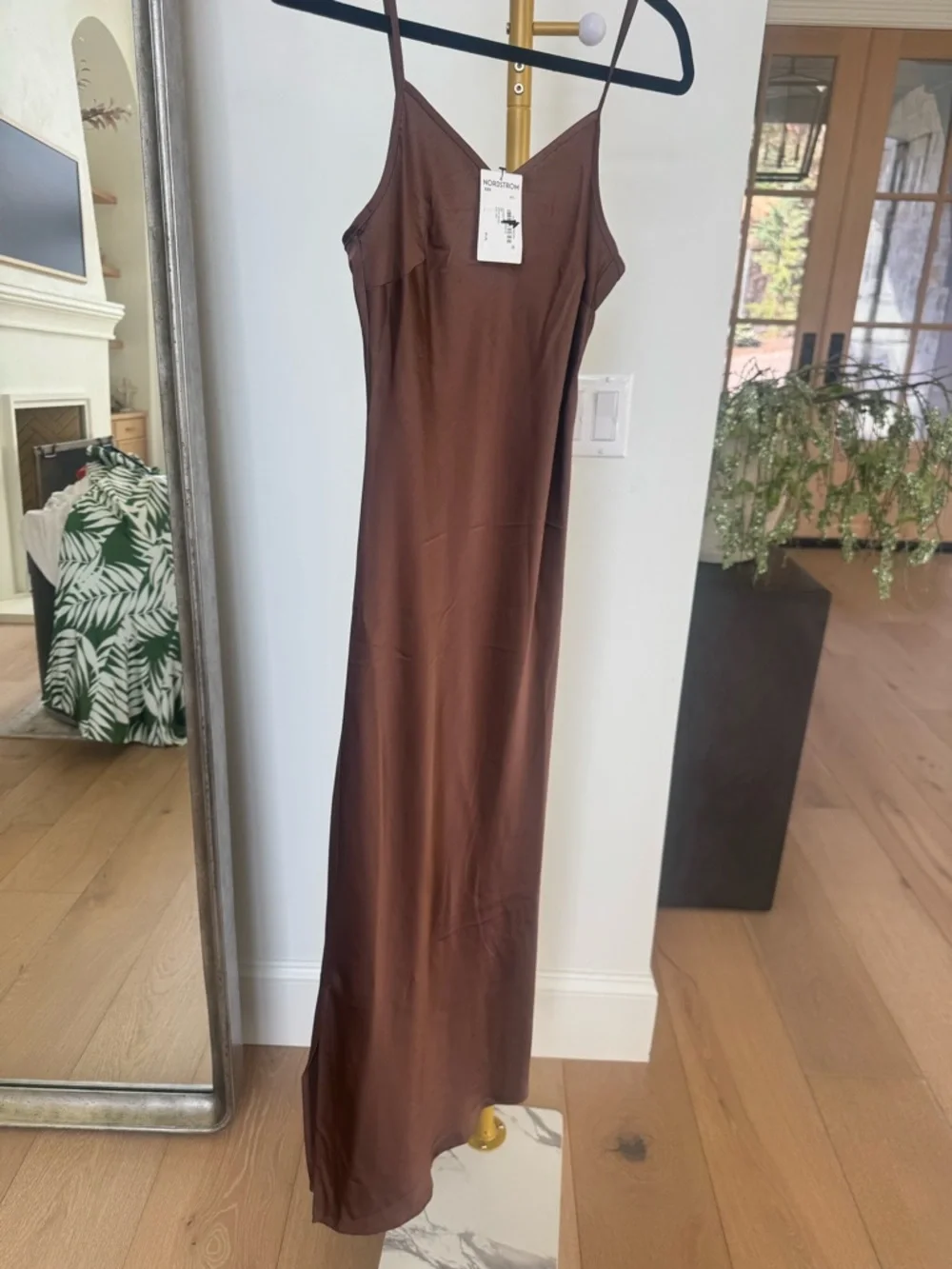 Nordstrom Brown Satin Maxi Slip Dress - Picture 2 of 5
